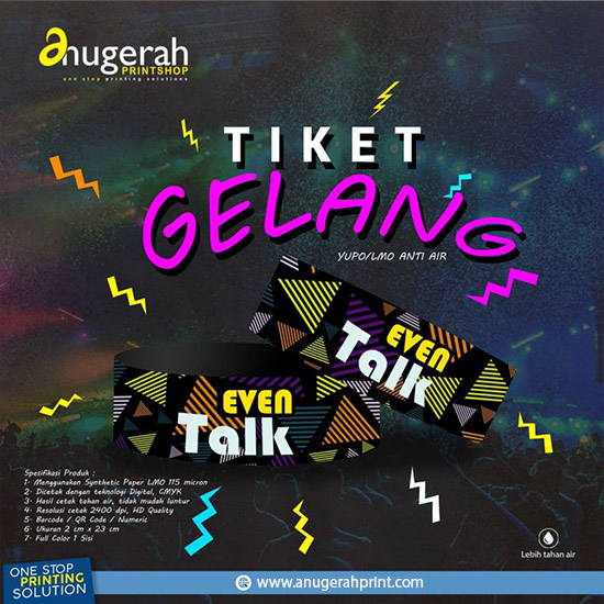 Tiket Gelang Bahan Yupo/LMO (23x2cm)