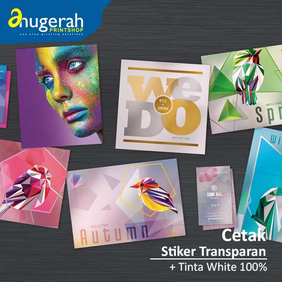 Stiker Transparan + Tinta Putih 100%