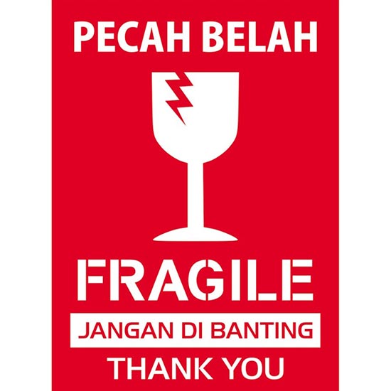 Stiker Fragile/ Awas Pecah Uk. 5 x 5 cm