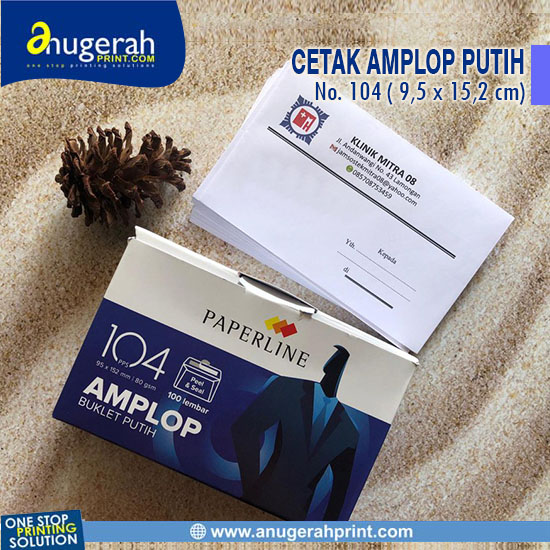 Cetak Amplop Putih No. 104 (9.5x15.2cm) 1 Pack