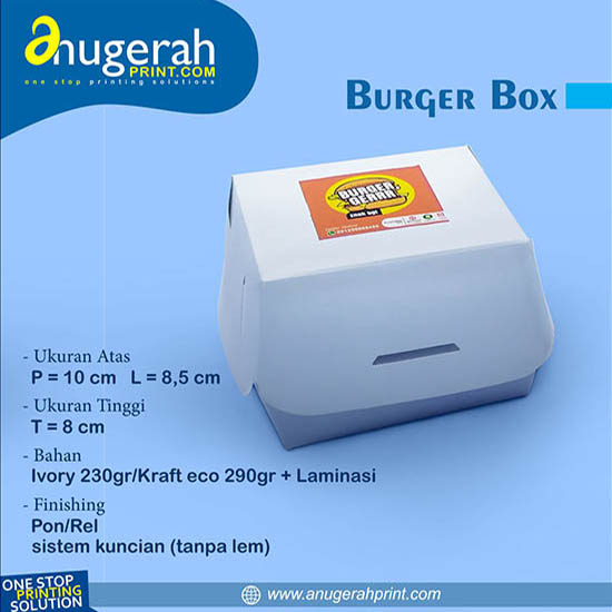 Burger Box Ivory Include Stiker ( Food Grade )
