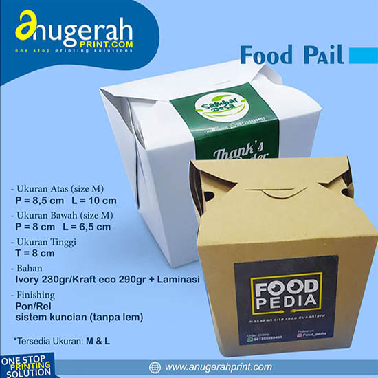 Food Pail Kraft  ( Food Grade ) Include Stiker