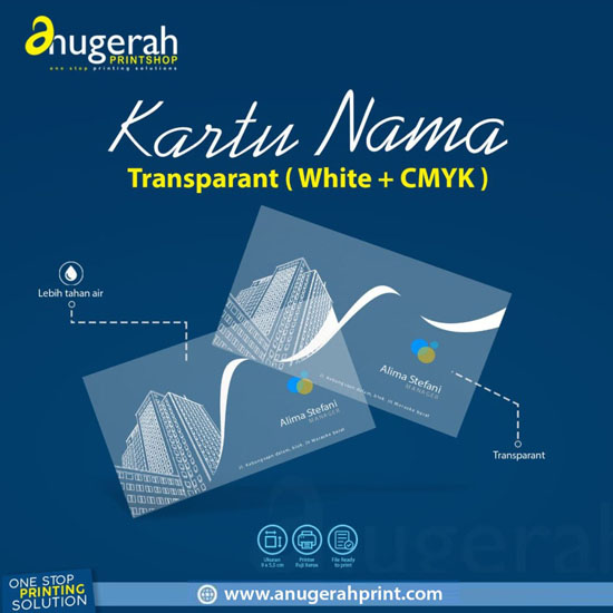 Kartu Nama Transparan Special Colour (White, Silver & Gold)