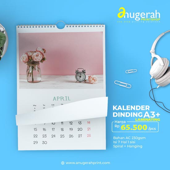 Cetak Kalender Dinding 7 Lembar + hanger (Laminating)