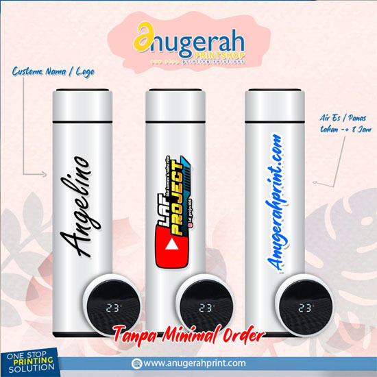 Tumbler Sakura LED Print Kecil Nama, Logo (UV Print)