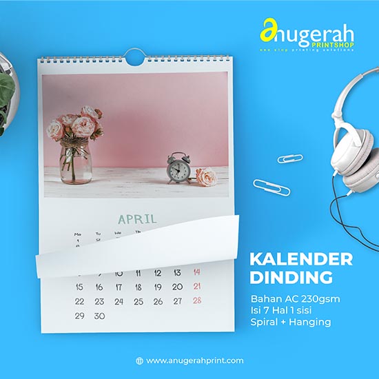 Cetak Kalender Dinding 7 Lembar + hanger_Tanpa Laminating