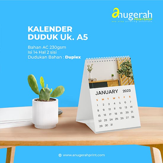 Cetak Kalender Duduk Uk. A5_7 LBR dua sisi_Duplex