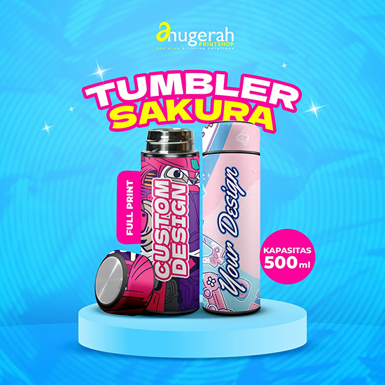 Tumbler Sakura tanpa LED 500 ML_Full Print Area Body (UV Print)