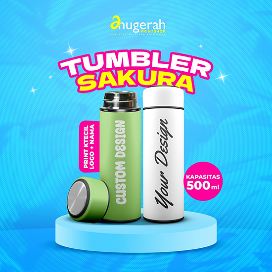 Tumbler Sakura tanpa LED_Print Kecil Nama, Logo (UV Print)