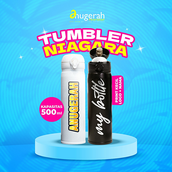 Tumbler Niagara Print Kecil Nama+Logo (UV Print)