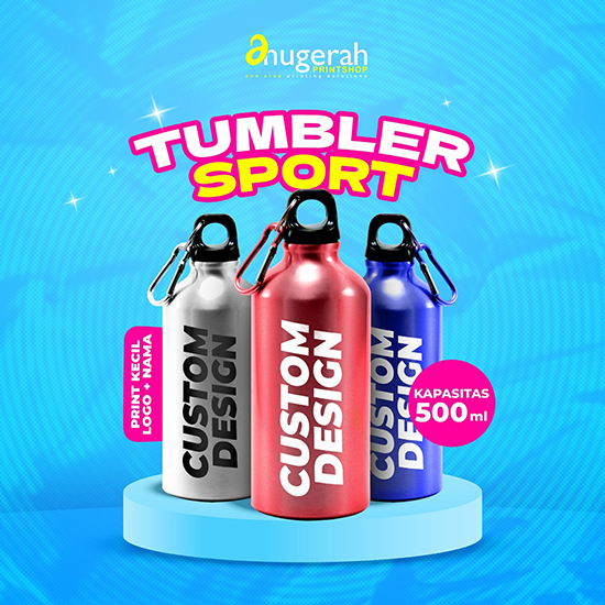 Tumbler Sport_Print Kecil Nama, Logo (UV Print)