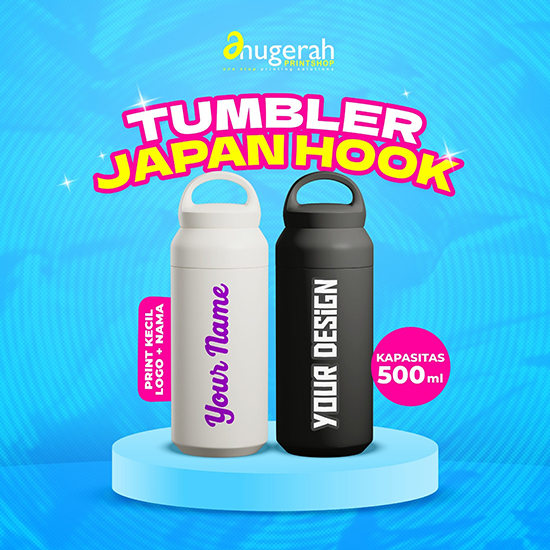 Tumbler Japan Hook_Print Kecil Nama, Logo (UV Print)