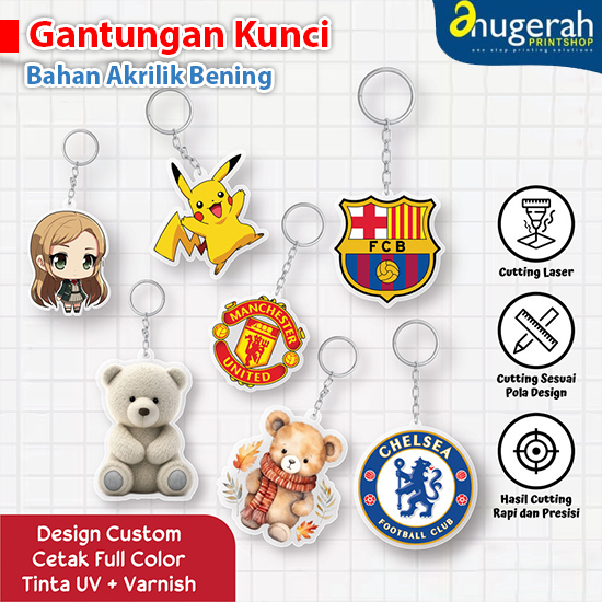 Gantungan Kunci Akrilik Custom < 10cm (UV Print)