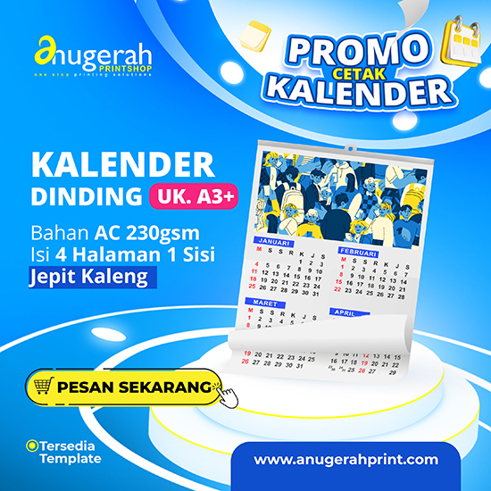 Kalender Dinding 4 Lbr Bahan ac230gsm_Non Laminasi (Promo)