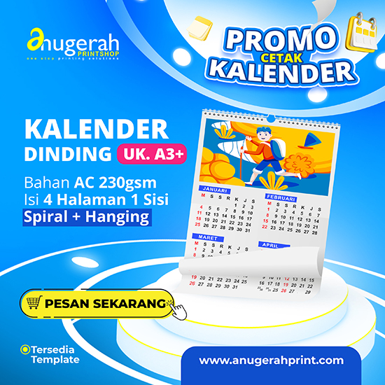 Kalender Dinding 4 Lbr Bahan ac230gsm_Non Laminasi (Promo)