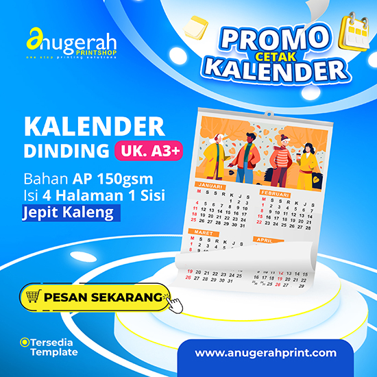 Kalender Dinding 4 Lbr Bahan ap150 gsm_Non Laminasi (Promo)