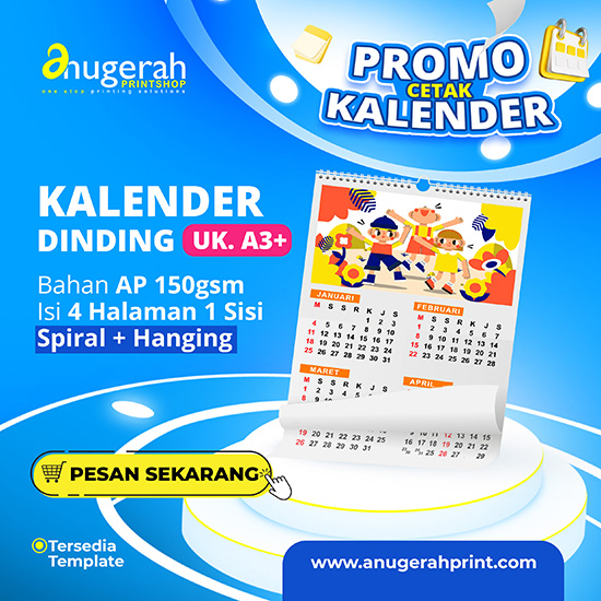 Kalender Dinding 4 Lbr Bahan ap150 gsm_Non Laminasi (Promo)