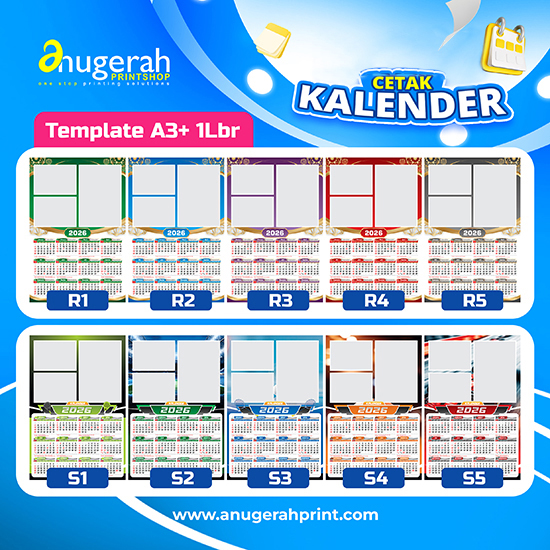 Kalender Dinding 1 Lbr Bahan ac260gsm