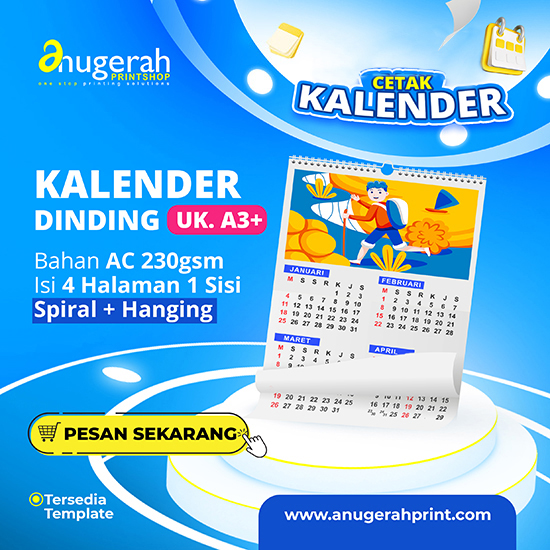 Kalender Dinding 4 Lbr Bahan ac230gsm_Non Laminasi