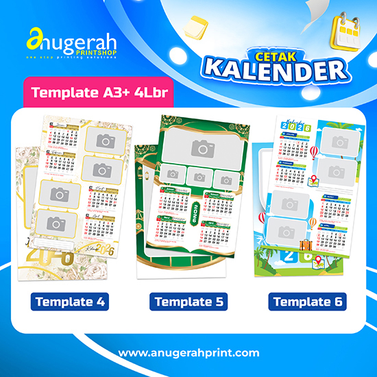 Kalender Dinding 4 Lbr Bahan ac230gsm_Non Laminasi