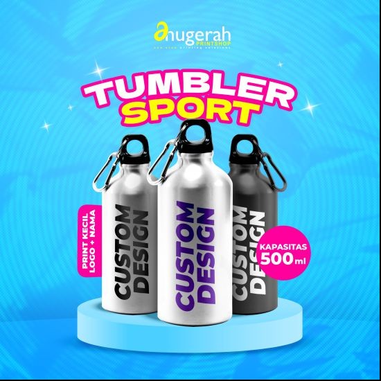 Tumbler Sport_Print Kecil Nama, Logo (UV Print)