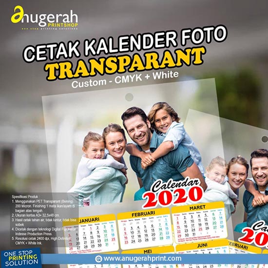 Cetak Kalender Foto Transparan - CMYK + White