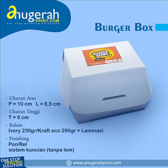 Burger Box (Food Grade) Include Stiker _Ivory/Kraft